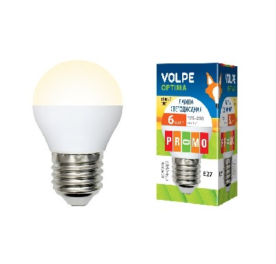 Лампа светодиодная LED-g45-6w/wwe27 volpe 10218