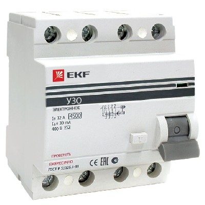 Выключатель диф. тока 4п 40а 30ма вд-100 УЗО (электрон.) proxima ekf elcb-4-40-30e-pro