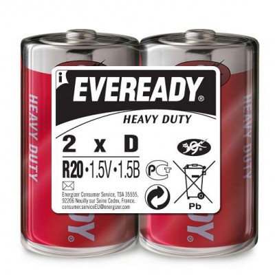 Элемент питания солевой r20 heavy duty (24/192/4608) (уп.2шт) eveready б0003358