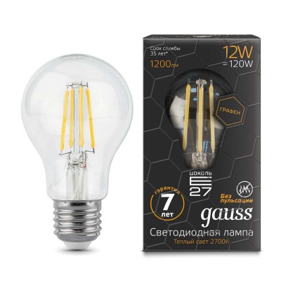 Лампа светодиодная филаментная Black Filament Graphene E27 Gauss 102802112