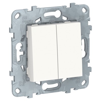 Выключатель 2-кл. 2мод. СП Unica New IP21 (сх. 5) 250В 10AX механизм бел. SchE NU521118