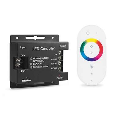 Контроллер RGB для лент 288/576Вт 12В/24В 24А IP20 с сенсорным пультом управления цветом бел. GAUSS 201013288