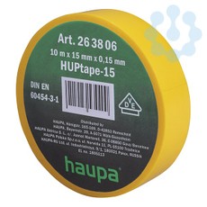 Изолента ПВХ 15мм (рул.10м) d60мм желт. HAUPA 263806
