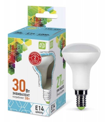 Лампа светодиодная LED-R50-standard 3Вт 4000К белый E14 270лм 160-260В ASD 4690612001470