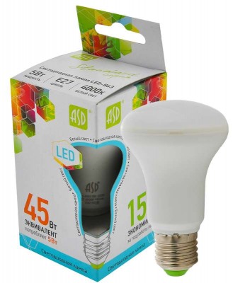 Лампа светодиодная LED-R63-standard 5Вт 4000К белый E27 450лм 160-260В ASD 4690612001555