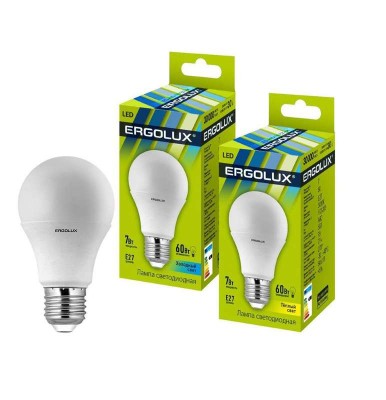 Лампа светодиодная LED-A60-7W-E27-3000K 172-265В ЛОН Ergolux 12146