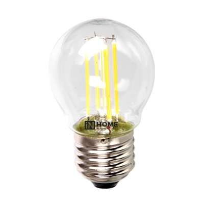 Лампа светодиодная LED-ШАР-deco 5Вт 230В E27 4000К 450Лм прозр. IN HOME 4690612007717