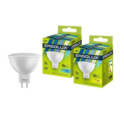 Лампа светодиодная LED-JCDR-5W-GU5.3-3000K JCDR 172-265В Ergolux 12156