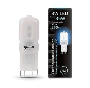 Лампа светодиодная Black G9 3Вт капсульная 4100К бел. G9 250лм 220-240В пластик Gauss 107409203