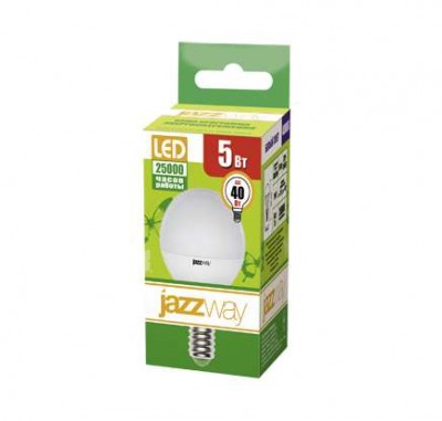 Лампа светодиодная PLED- ECO-G45 5Вт E14 3000К 8+2 JazzWay 4895205014237