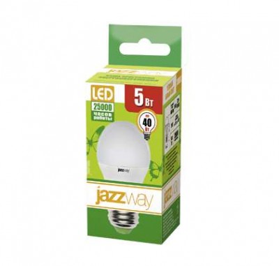 Лампа светодиодная PLED- ECO-G45 5Вт E27 3000К 8+2 JazzWay 4895205014251