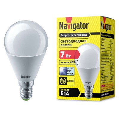 Лампа светодиодная 61 244 NLL-G45-7-230-6.5K-E14 Navigator 20198