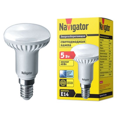 Лампа светодиодная 61 255 NLL-R50-5-230-6.5K-E14 Navigator 20209