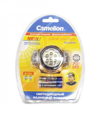 Фонарь налобный LED 5318-7Mx (7 ультра ярких LED 2 режима; 3хR03 в комплекте; метал.) Camelion 7789