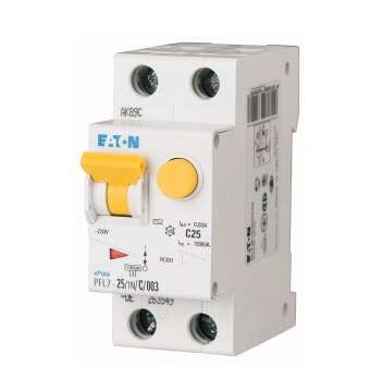 Выключатель автоматический дифференциального тока 2п C 25А 30мА AC/DC 10кА PFL7-25/1N/C/003-G-DE EATON 263551