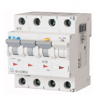 Выключатель автоматический дифференциального тока 4п (3P+N) C 10А 30мА тип A 6кА mRB6-10/3N/С/003-A EATON 120658