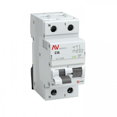 Выключатель автоматический дифференциального тока 1п+N C 50А 300мА тип A DVA-6 6кА AVERES EKF rcbo6-1pn-50C-300-a-av