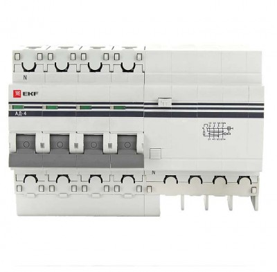 Выключатель автоматический дифференциального тока 4п 7.5мод. C 6А 30мА тип AC 4.5кА АД-4 PROxima EKF DA4-06-30-pro