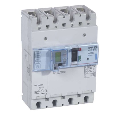 Выключатель автоматический дифференциального тока 4п 100А 70кА DPX3 250 электрон. расцеп. Leg 420657