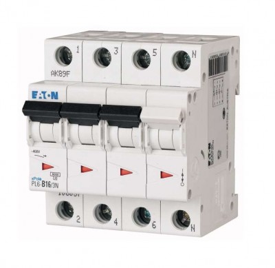 Выключатель автоматический модульный 4п (3P+N) B 16А 6кА PL6-В16 EATON 106037