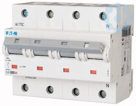 Выключатель автоматический модульный 4п (3P+N) D 80А 20кА PLHT-D80/3N EATON 248074