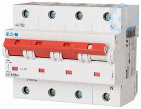 Выключатель автоматический модульный 4п (3P+N) D 100А 20кА PLHT-D100/3N EATON 248075