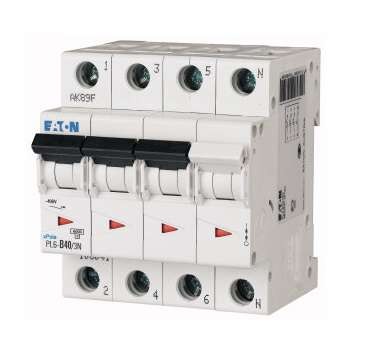 Выключатель автоматический модульный 4п (3P+N) B 40А 6кА PL6-B40/3N EATON 106041