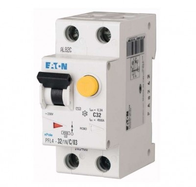 Выключатель автоматический дифференциального тока 2п (1P+N) B 25А 30мА тип AC 4.5кА PLF4-25/1N/B/003 2мод. EATON 293293