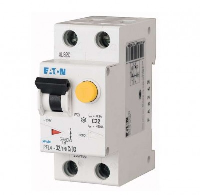Выключатель автоматический дифференциального тока 2п (1P+N) B 16А 30мА тип AC 4.5кА PLF4-16/1N/B/003 2мод. EATON 293291