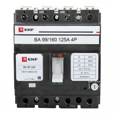 Выключатель автоматический 4п 160/125А 35кА ВА-99 PROxima EKF mccb99-160-125-4P