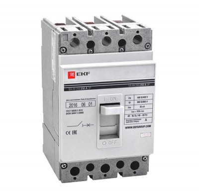 Выключатель автоматический 3п 250/100А 35кА ВА-99 PROxima без коннекторов EKF mccb99-250-100-n