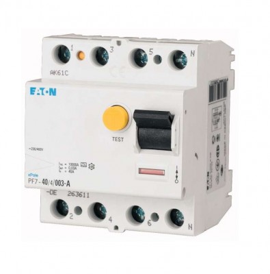 Выключатель дифференциального тока (УЗО) 4п 100А 300мА тип AC PF7-100/4/03-S/A-DE EATON 292494