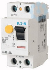 Выключатель дифференциального тока (УЗО) 2п 25А 100мА тип AC 10кА FI-25/2/01-A EATON 279185