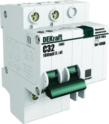 Выключатель автоматический дифференциального тока 2п (1P+N) C 25А 100мА тип AC ДИФ-101 со встроен. защит. от сверхтоков DEKraft 15204DEK