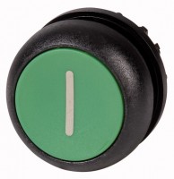 Головка кнопки M22S-D-G-X1 без фикс. зел. с обозначение I; черн. лицевое кольцо EATON 216608