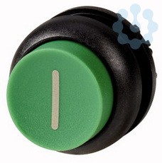 Головка кнопки M22S-DRH-G-X1 выступающая с фикс. зел.; черн. лицевое кольцо EATON 216678