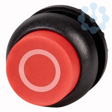 Головка кнопки M22S-DRH-R-X0 выступающая с фикс. красн.; черн. лицевое кольцо EATON 216676