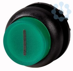 Головка кнопки с подсветкой выступающие без фикс. зел.; черн. лицевое кольцо M22S-DLH-G-X1 EATON 216978