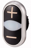 Кнопка двойная с сигнальной лампой; с обозначением + - бел./черн. M22-DDL-S-X4/X5 EATON 218145