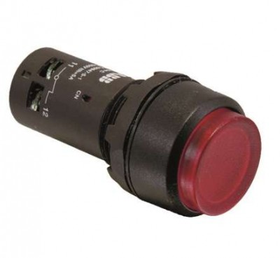Кнопка с подсветкой CP3-13R-10 220В AC/DC с выступающей клавишей без фикс. 1НО красн. ABB 1SFA619102R1311