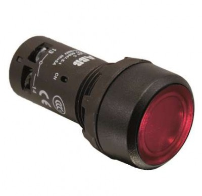 Кнопка с подсветкой CP1-12R-10 110-130В AC/DC с плоской клавишей без фикс. 1НО красн. ABB 1SFA619100R1211