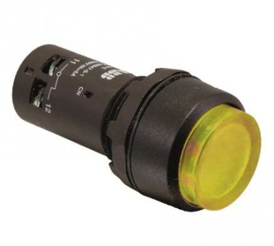 Кнопка с подсветкой CP3-12Y-10 110-130В AC/DC с выступающей клавишей без фикс. 1НО желт. ABB 1SFA619102R1213