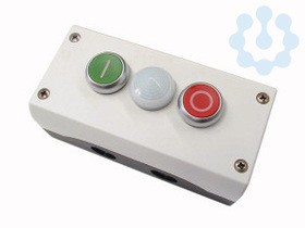 Пост с двумя кнопками; бел. сигнальной лампой; 2 размыкающих + 2 замыкающих контакта с обозначениями O II M22-I3-M2 EATON 216533
