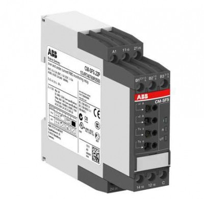 Реле контроля тока CM-SFS.22S (Imax и Imin) 0.3-1.5А 1- 5А 3-15А питание 24-240В AC/DC 2ПК винт. клеммы ABB 1SVR730760R0500