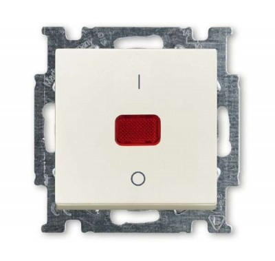 Механизм выключателя 1-кл. 2п СП Basic 55 20А IP20 250В с клавишей с линзой с неон. лампой с маркир. I/O chalet-white ABB 2CKA001020A0093