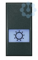 Кнопка 1п (NO) 10А 250В с символом «лампа» Axolute антрацит Leg BTC HS4043