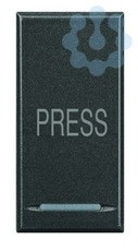 Кнопка 1п (NO) 10АX 250В с символом «PRESS» Axolute антрацит Leg BTC HS4055P