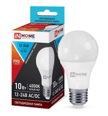 Лампа светодиодная LED-MO-PRO 10Вт 12-24В 4000К нейтр. бел. E27 800лм низковольтная IN HOME 4690612031507