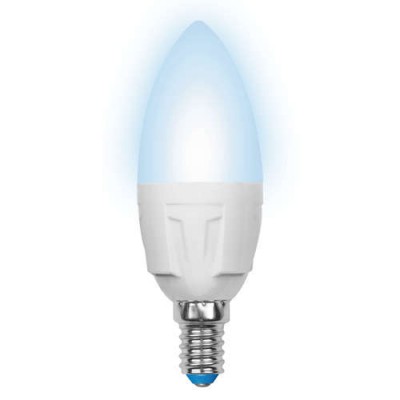 Лампа светодиодная ED-C37-6W/NW/E14/FR/DIM PLP01WH 6Вт свеча 4500К бел. E14 560лм 200-250В диммир. упак. картон Uniel UL-00000689