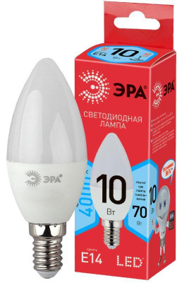 Лампа светодиодная ECO LED B35-10W-840-E14 (диод свеча 10Вт нейтр. E14) ЭРА Б0032963